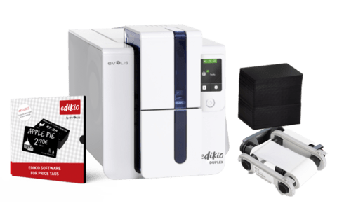 Evolis ED1H0000CD-BS003 Kaarttechnologie, Edikio Duplex - Price Tag Solution, dubbelzijdig, 12 dots/mm (300 dpi), USB, Ethernet, kabel (USB) - productafbeelding