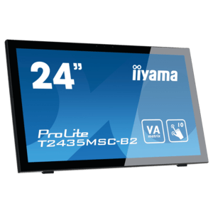 Iiyama T2454MSC-B3AG Touchscreen, ProLite T2454MSC-B3AG, Projected Capacitive, 10 TP, Full HD, USB, kabel (USB), zwart - productafbeelding